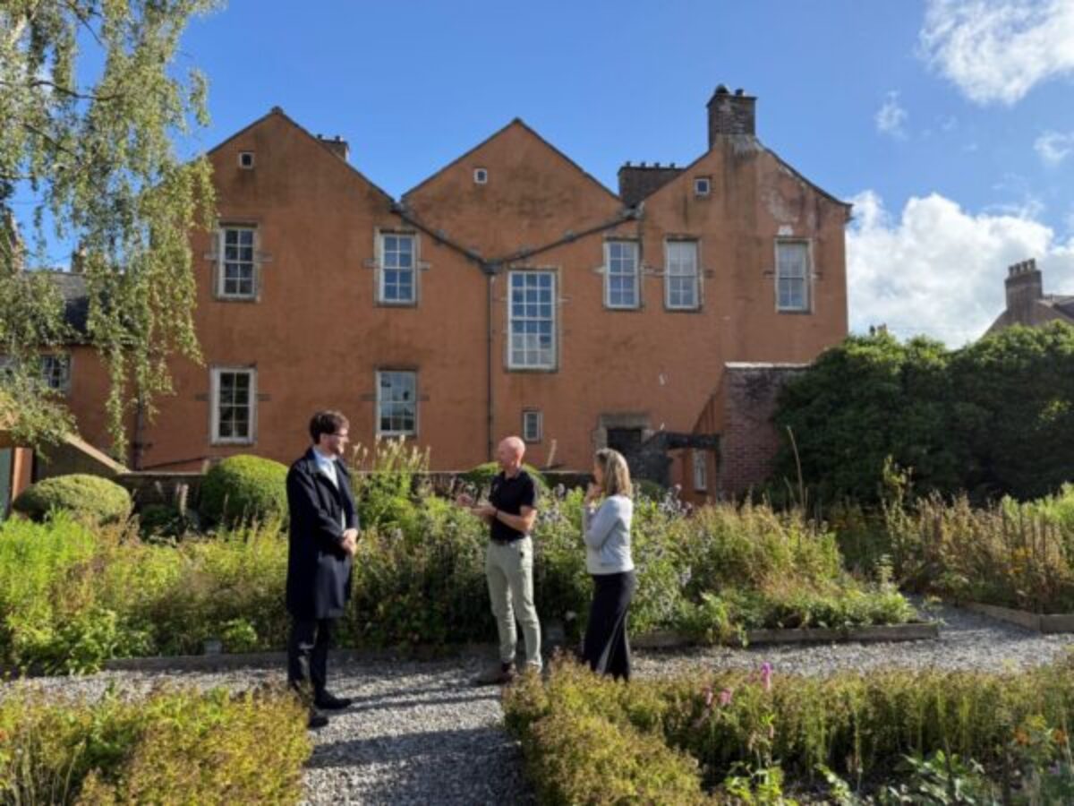 Markus Campbell-Savours at Wordsworth House with National Trust staff