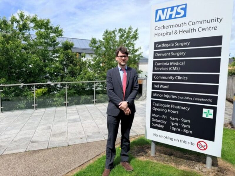 Markus Campbell-Savours MP outside Castlegate and Derwent GP Surgery